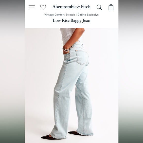 Abercrombie light wash low rise baggy jeans, size 28 (6R) - Picture 2 of 9